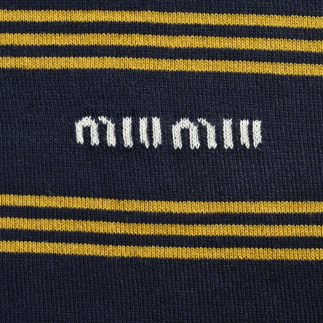 Miu Miu Polo Shirt 205 - Navy / Tan - view 4