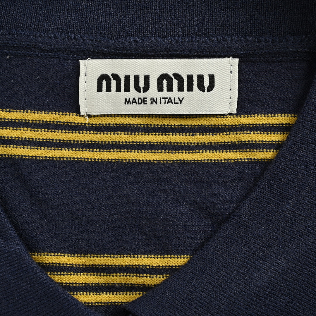 Miu Miu Polo Shirt 205 - Navy / Tan - view 5