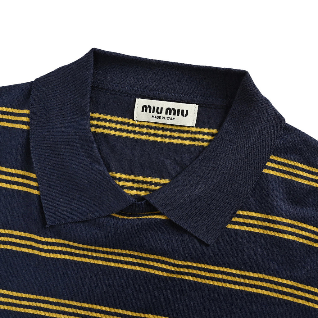 Miu Miu Polo Shirt 205 - Navy / Tan - view 6
