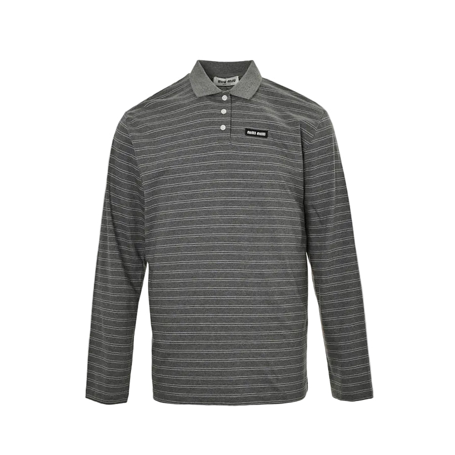 Miu Miu Long-Sleeve Polo 203 - Gray / Black - view 2