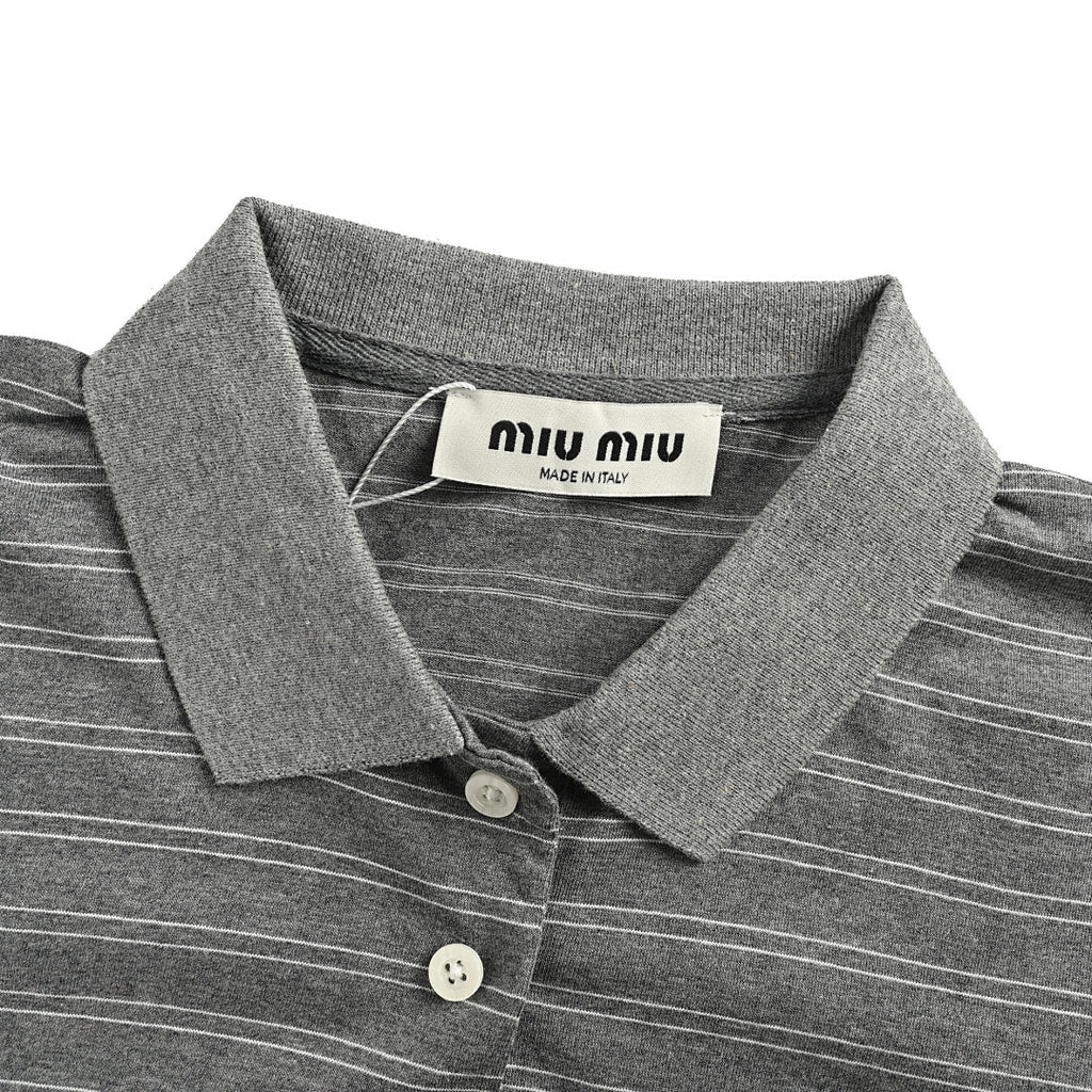 Miu Miu Long-Sleeve Polo 203 - Gray / Black - view 6