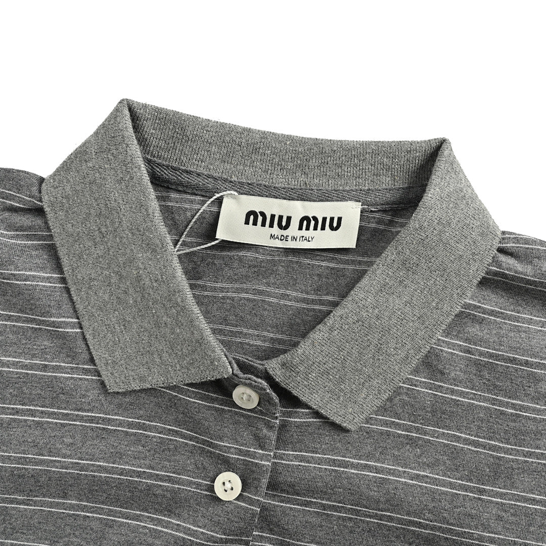 Miu Miu Long-Sleeve Polo 203 - Gray / Black - view 6