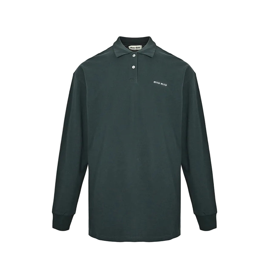 Miu Miu Long-Sleeve Polo 176 - Dark Green - view 2