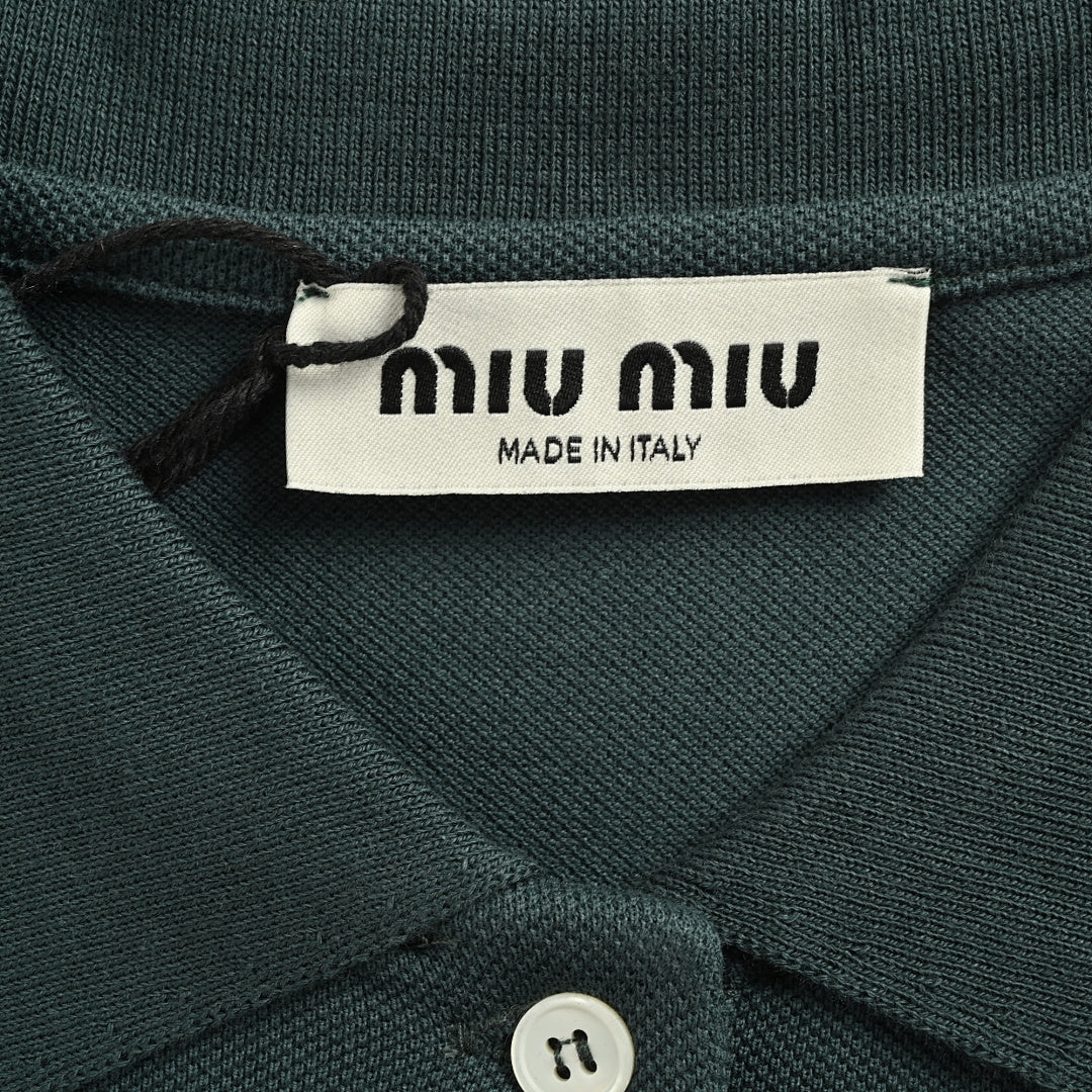 Miu Miu Long-Sleeve Polo 176 - Dark Green - view 5