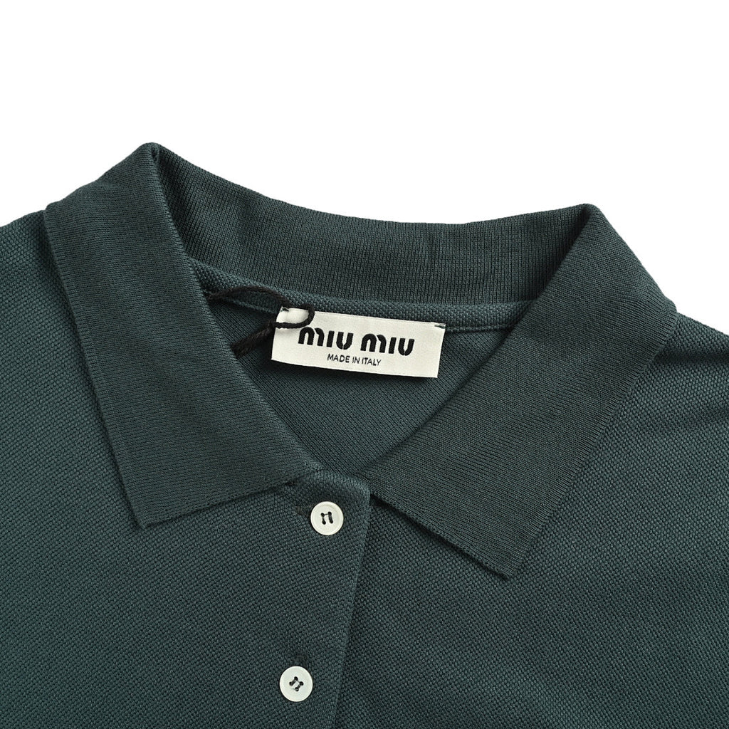 Miu Miu Long-Sleeve Polo 176 - Dark Green - view 6