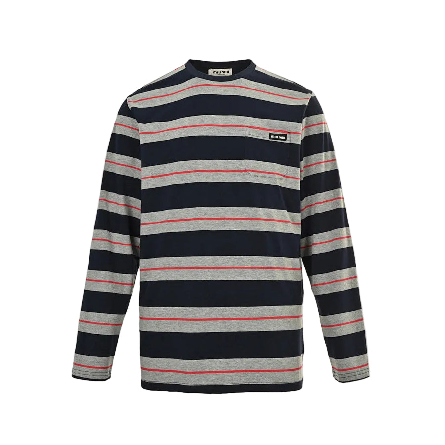 Miu Miu Long-Sleeve T-Shirt 168 - Navy / Pink - view 2
