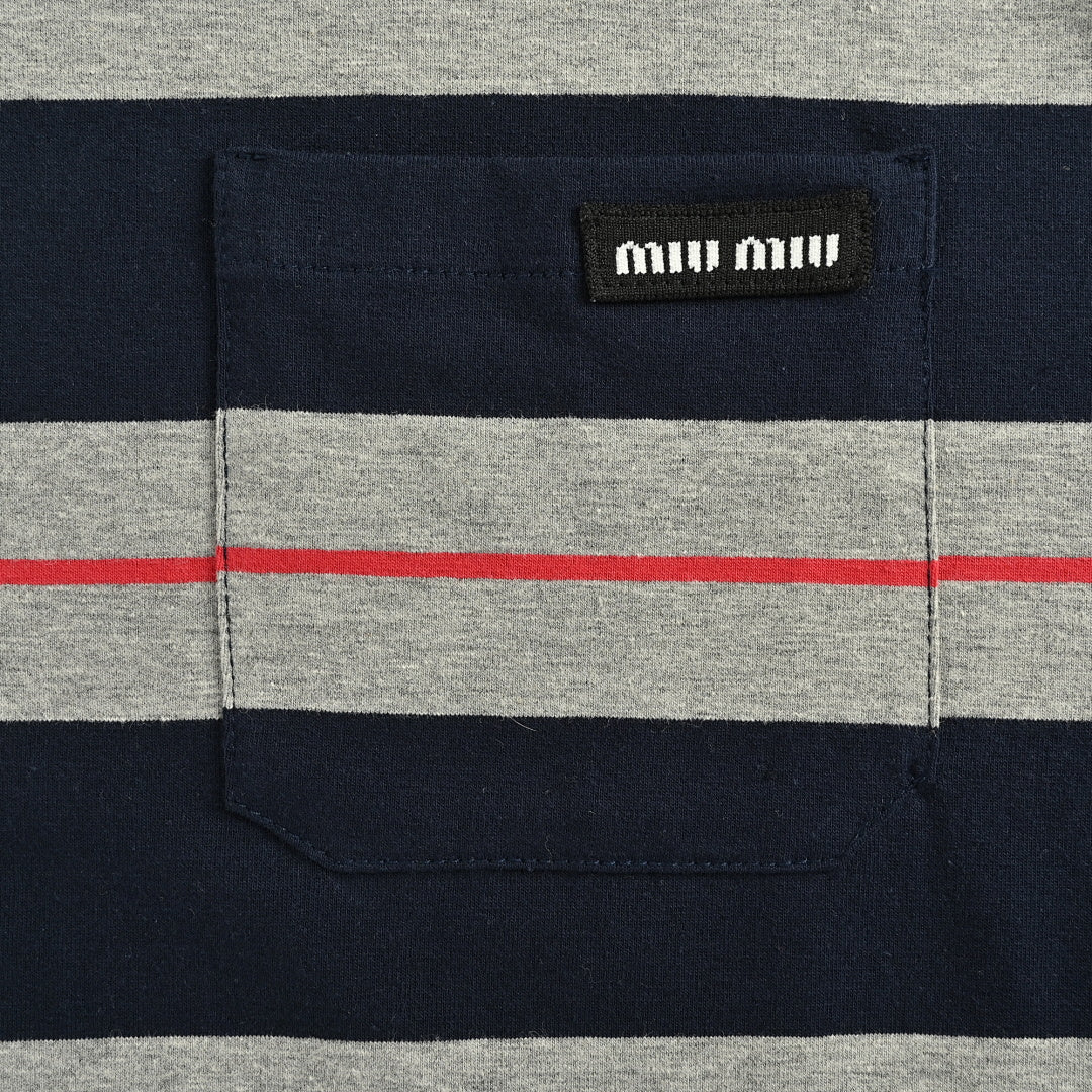 Miu Miu Long-Sleeve T-Shirt 168 - Navy / Pink - view 4