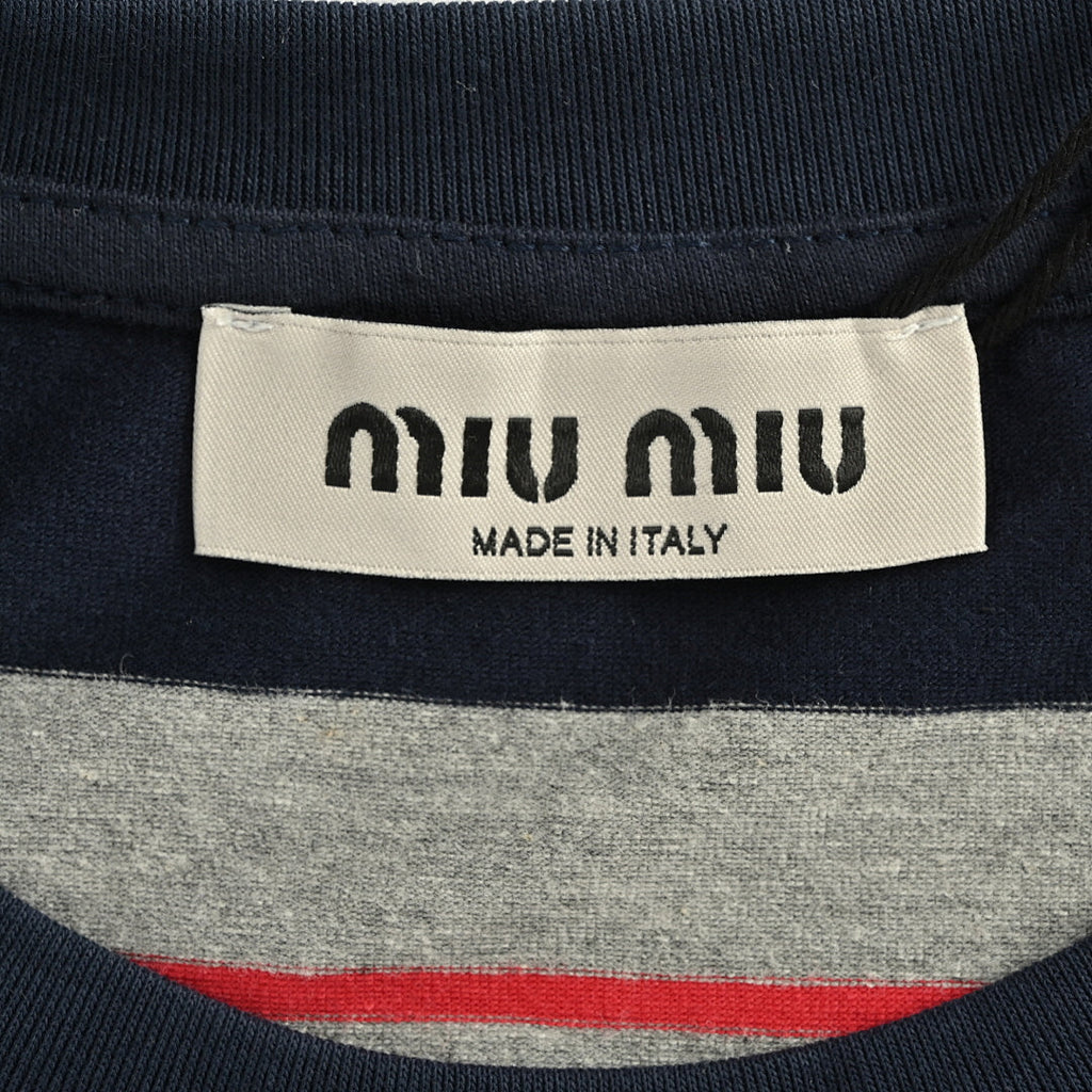 Miu Miu Long-Sleeve T-Shirt 168 - Navy / Pink - view 5