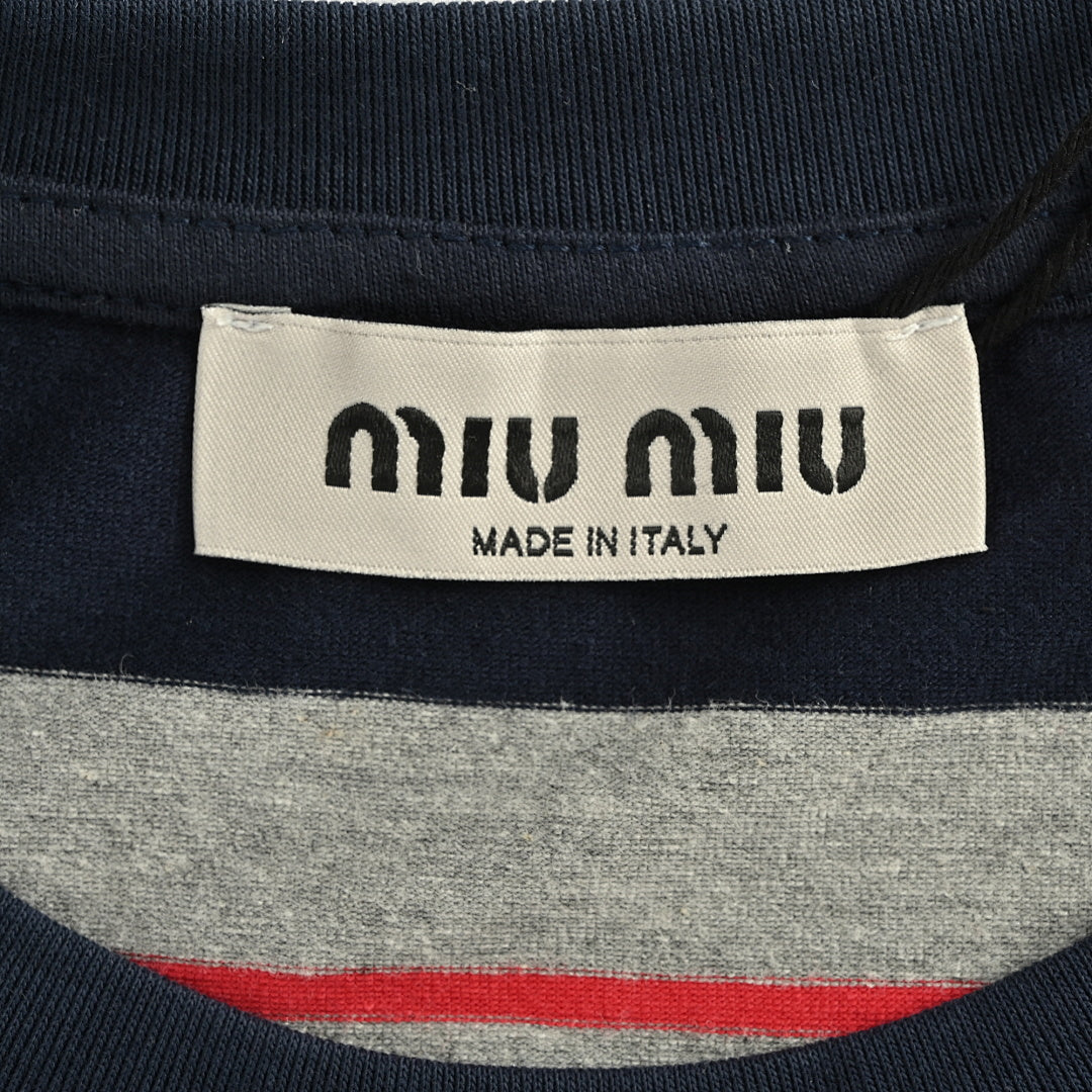 Miu Miu Long-Sleeve T-Shirt 168 - Navy / Pink - view 5
