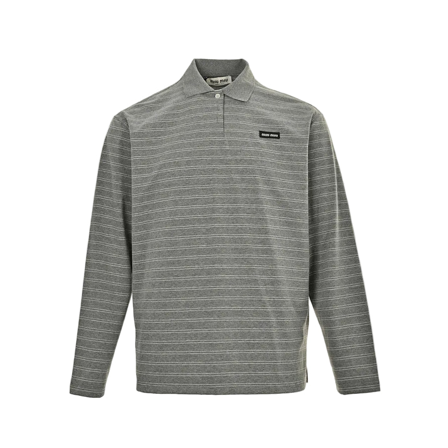 Miu Miu Long-Sleeve Polo 167 - Gray Stripe - view 2