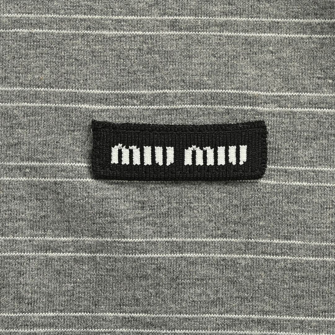 Miu Miu Long-Sleeve Polo 167 - Gray Stripe - view 4