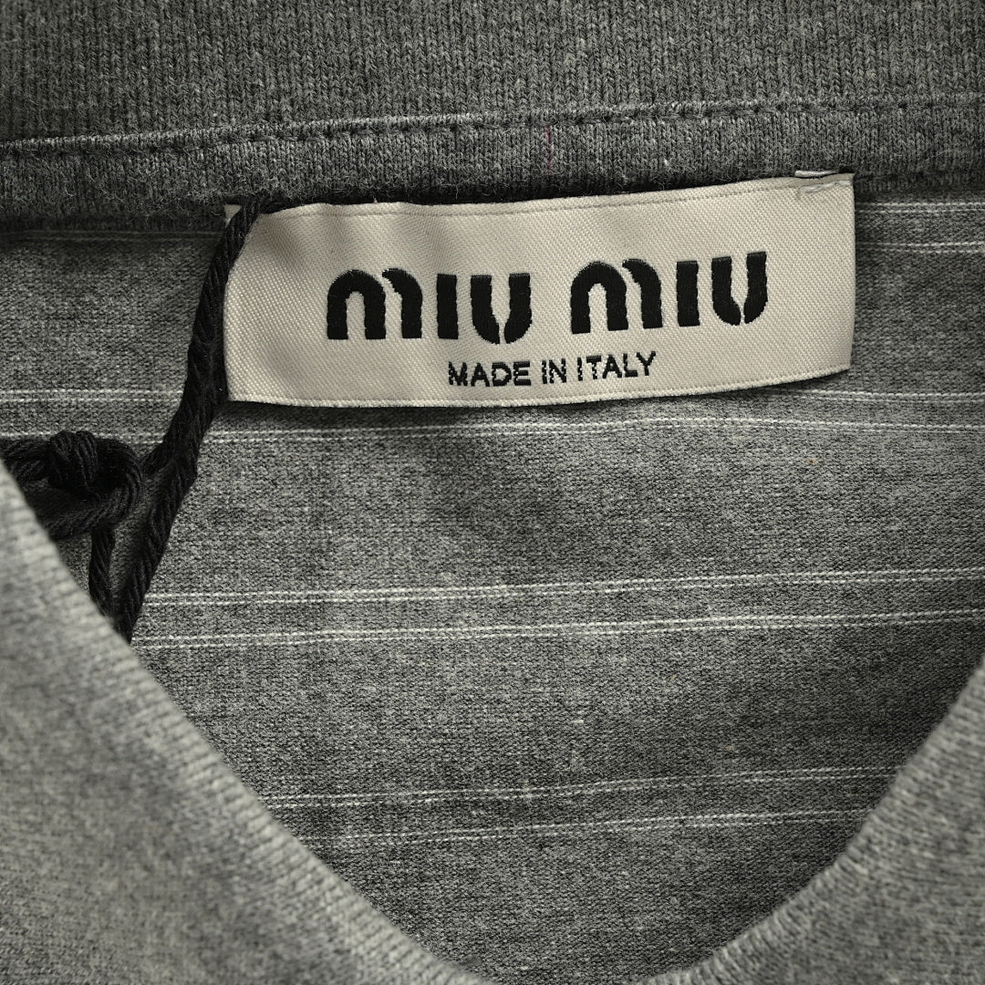Miu Miu Long-Sleeve Polo 167 - Gray Stripe - view 5