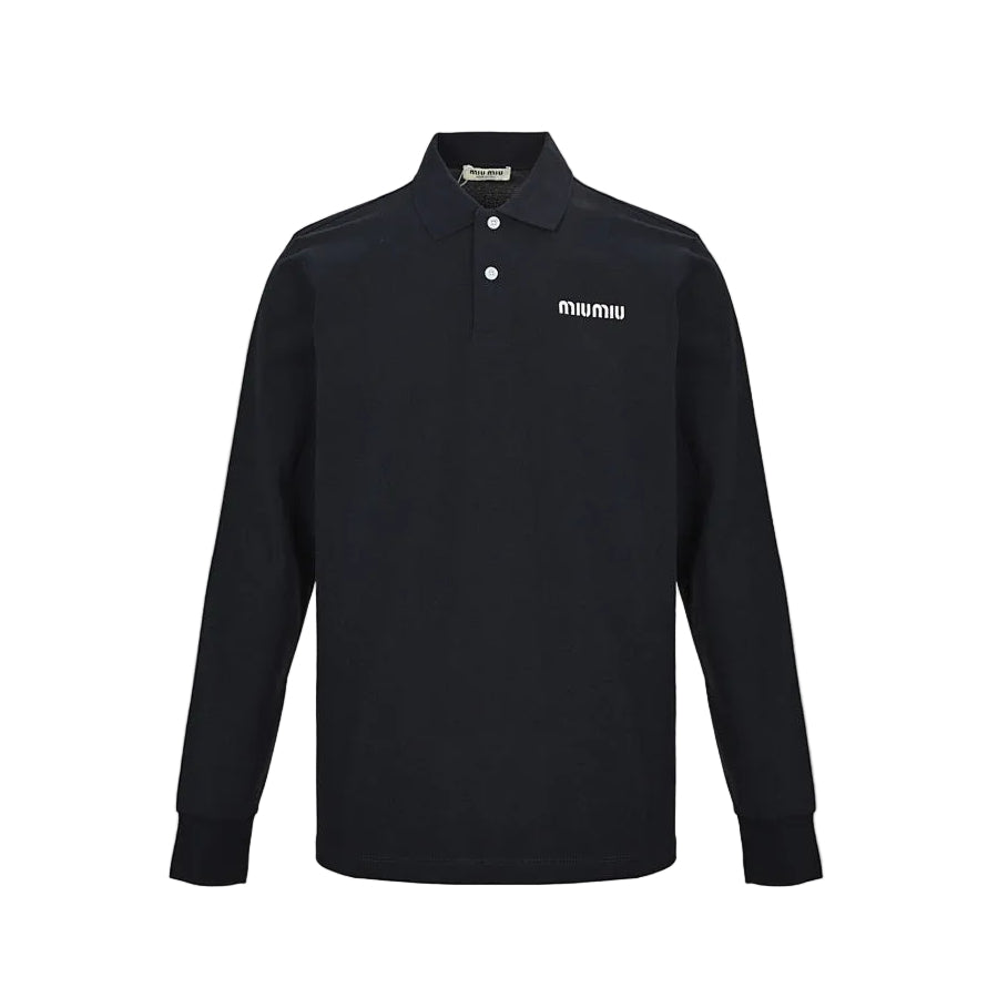 Miu Miu Long-Sleeve Polo 163 - Navy - view 2