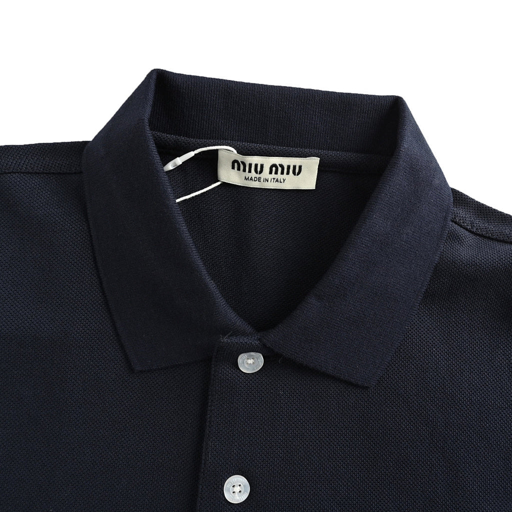 Miu Miu Long-Sleeve Polo 163 - Navy - view 6