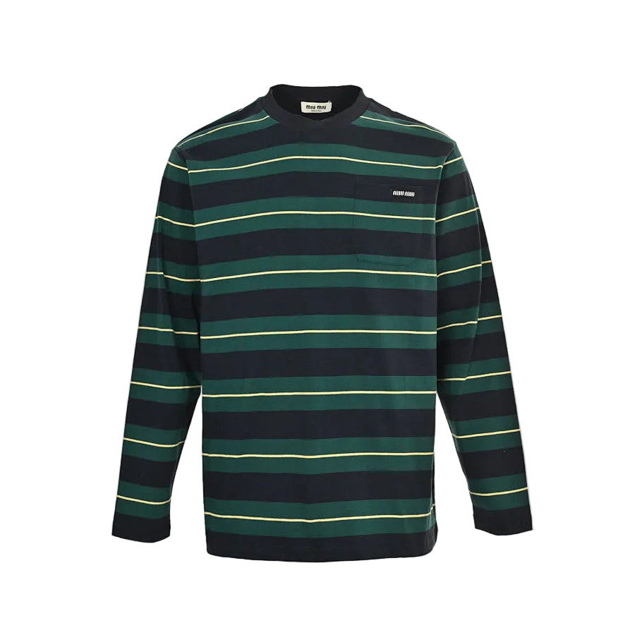 Miu Miu Long-Sleeve T-Shirt 159 - Navy / Green - view 17