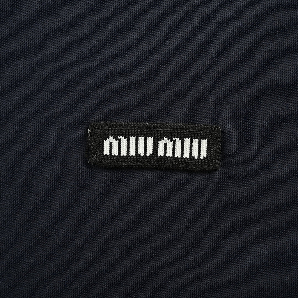 Miu Miu Long-Sleeve T-Shirt 155 - Navy / Brown - view 3
