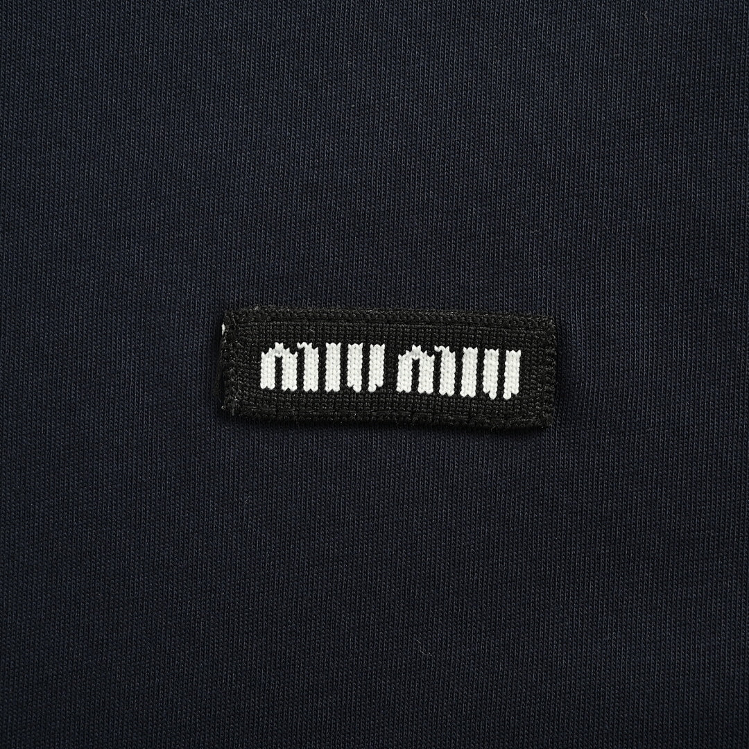 Miu Miu Long-Sleeve T-Shirt 155 - Navy / Brown - view 3