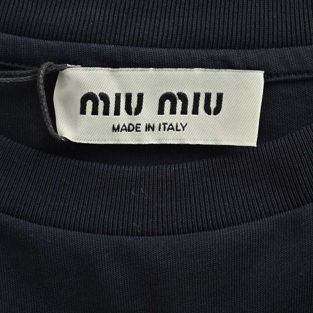 Miu Miu Long-Sleeve T-Shirt 155 - Navy / Brown - view 4