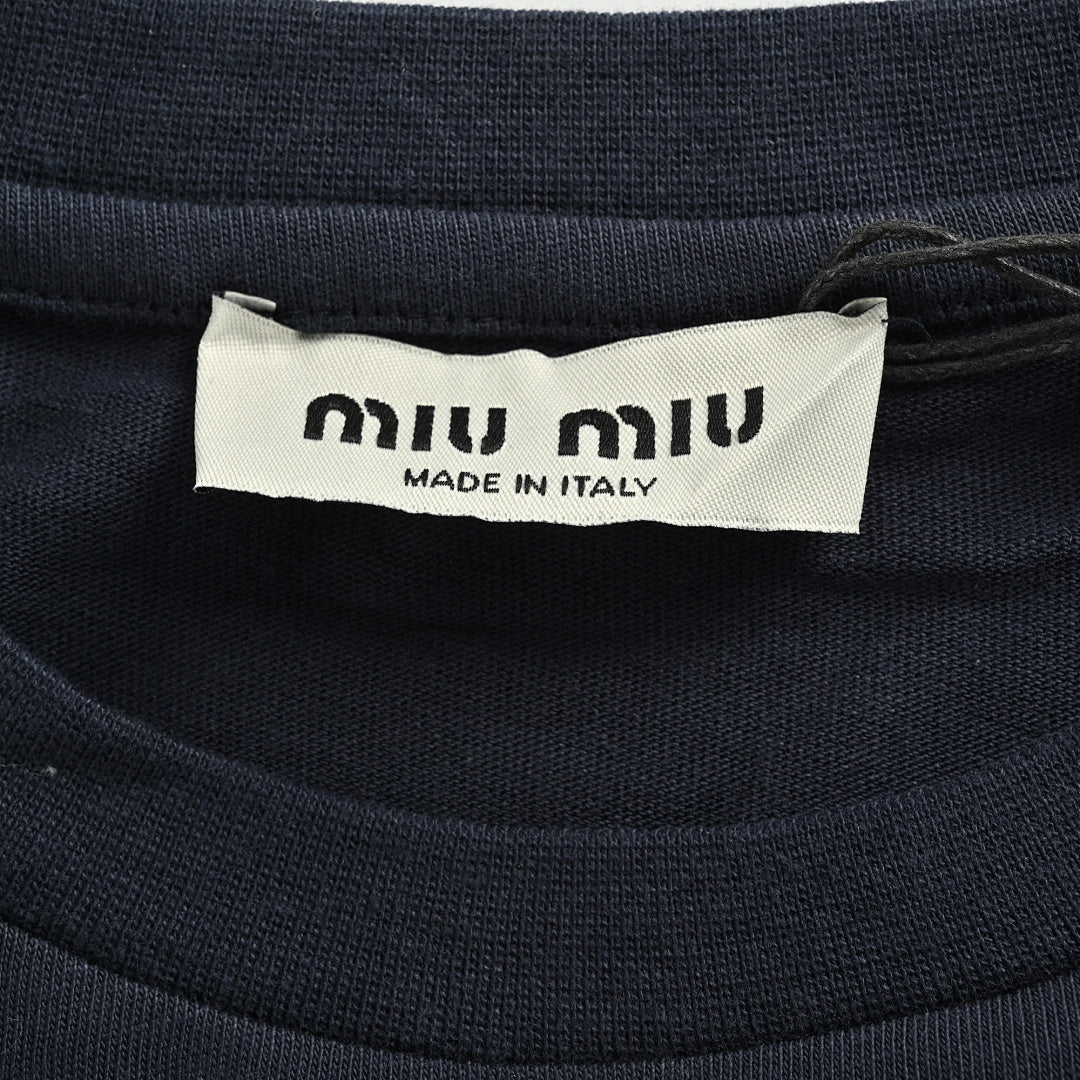 Miu Miu Long-Sleeve T-Shirt 154 - Navy - view 5