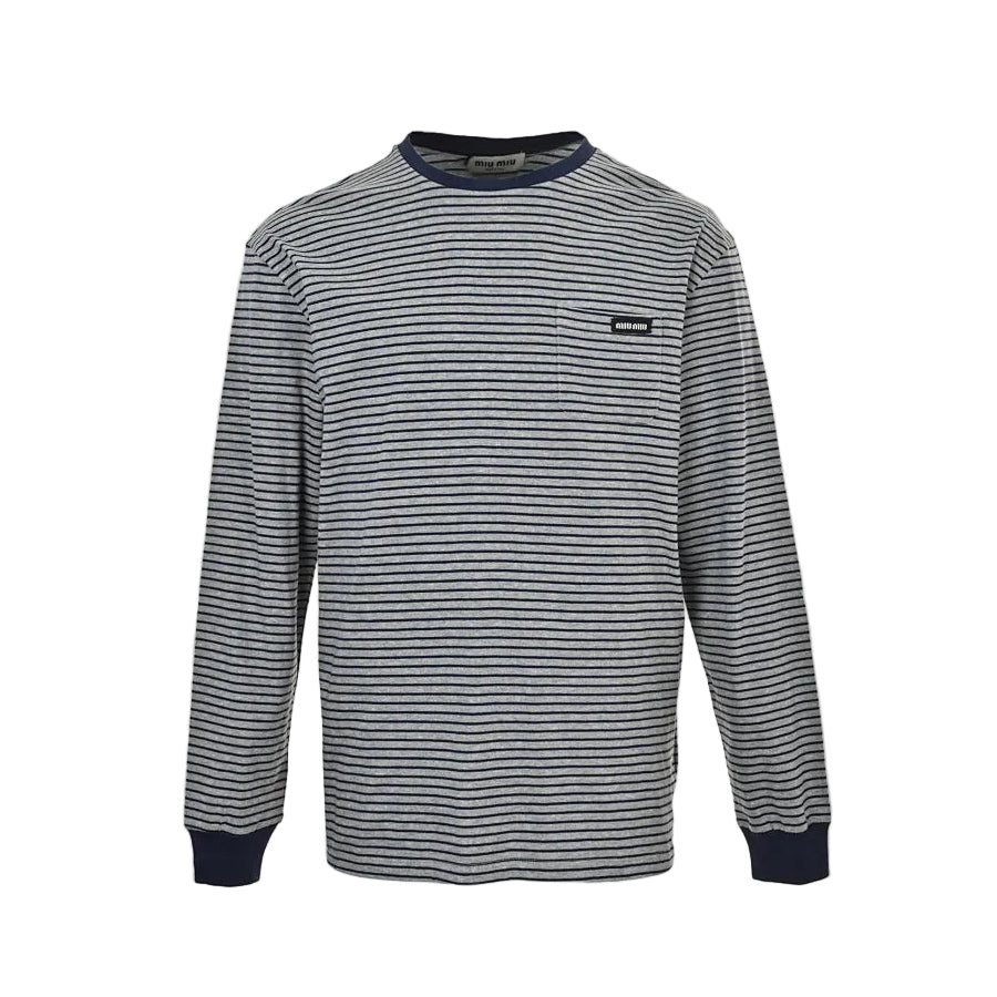 Miu Miu Long-Sleeve T-Shirt 106 - Gray / White - view 2