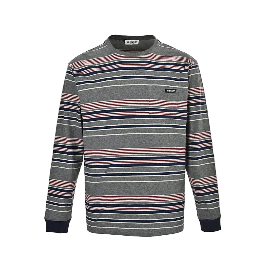Miu Miu Long-Sleeve T-Shirt 074 - Gray / Pink - view 2
