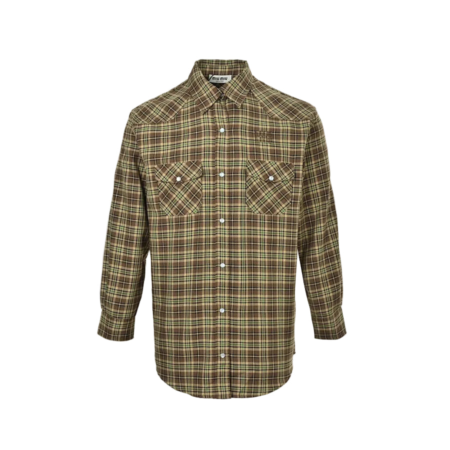 Miu Miu Shirt 059 - Brown Plaid - view 2