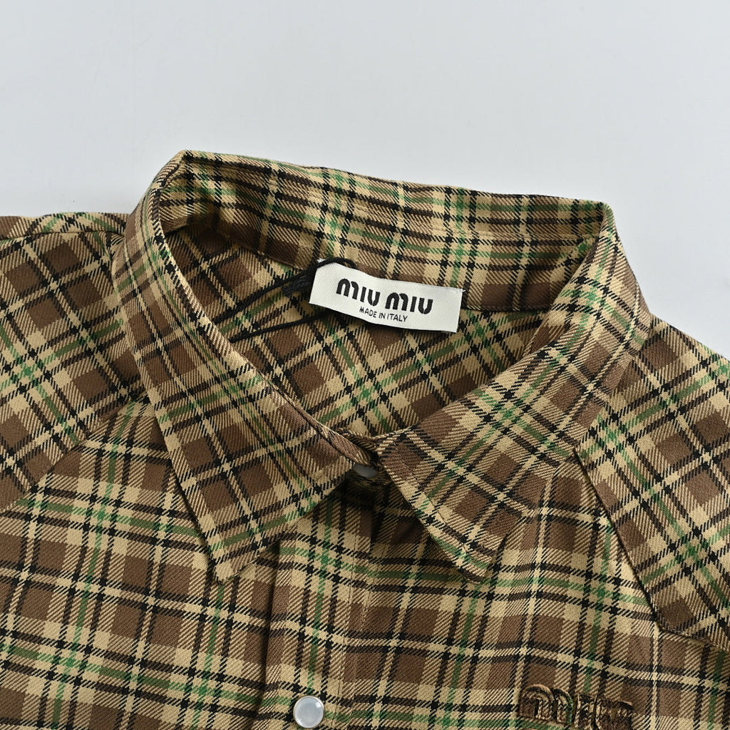 Miu Miu Shirt 059 - Brown Plaid - view 6