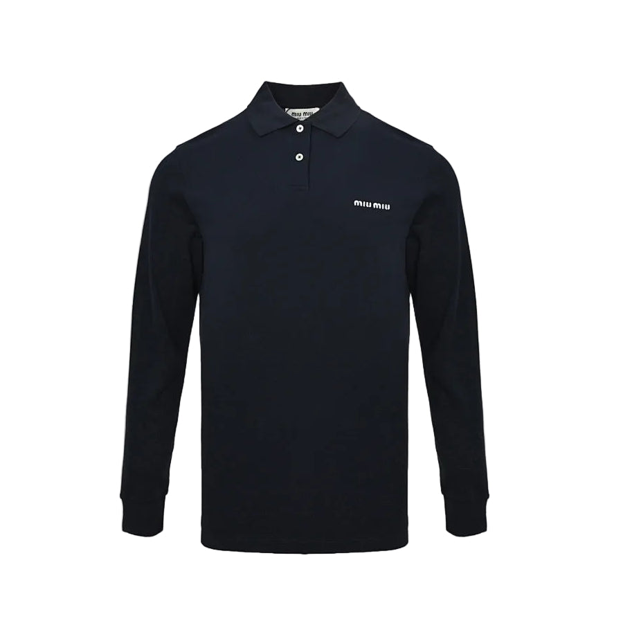 Miu Miu Long-Sleeve Polo 036 - Navy - view 2