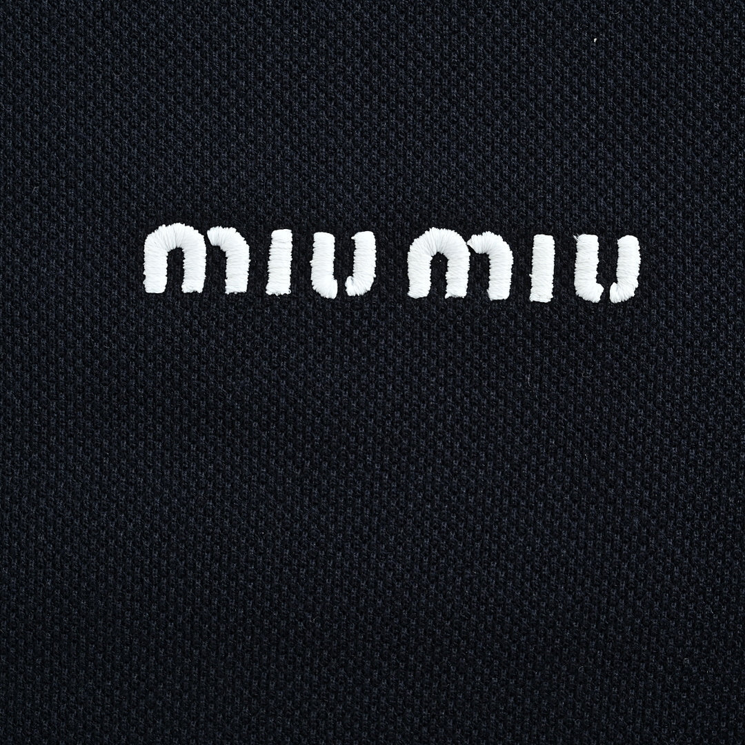 Miu Miu Long-Sleeve Polo 036 - Navy - view 4