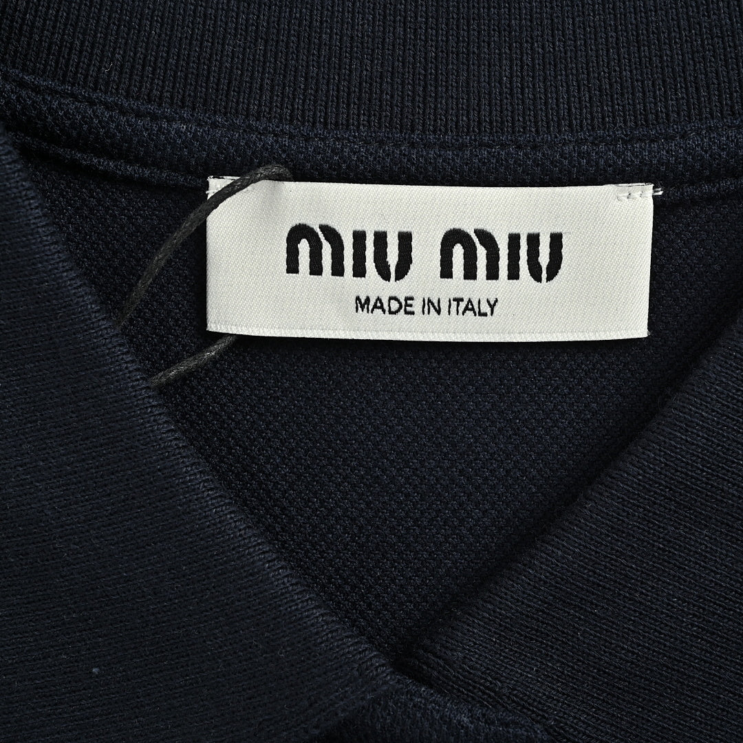 Miu Miu Long-Sleeve Polo 036 - Navy - view 5