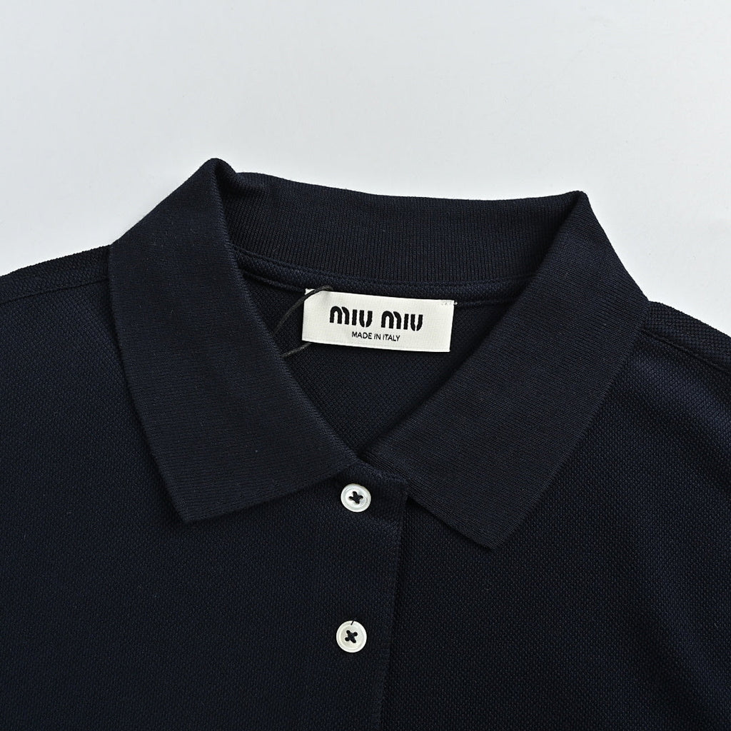 Miu Miu Long-Sleeve Polo 036 - Navy - view 6